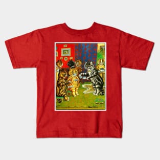 Cat Tea Party: A Louis Wain abstract psychedelic Art Print Kids T-Shirt